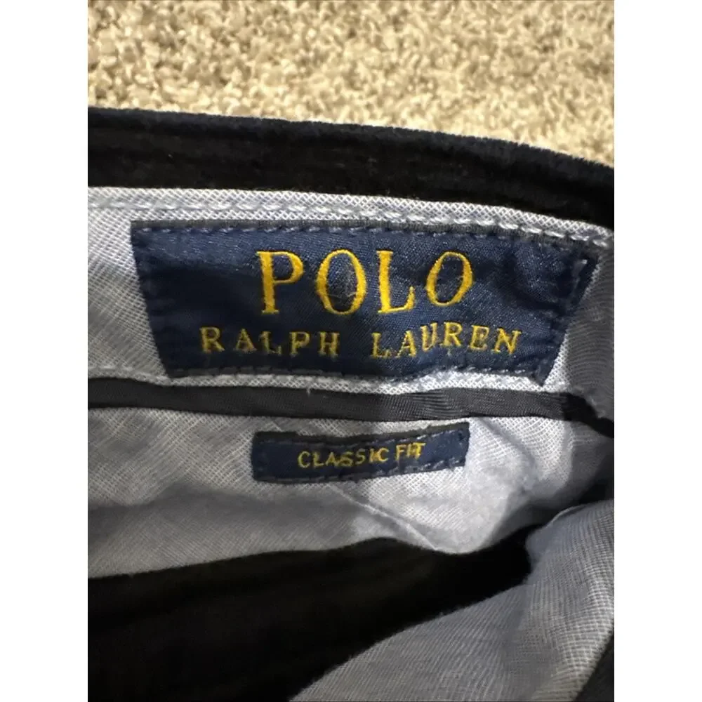 Polo Ralph Lauren Corduroy Pants Mens 36x32 Black Straight Stretch Classic Fit